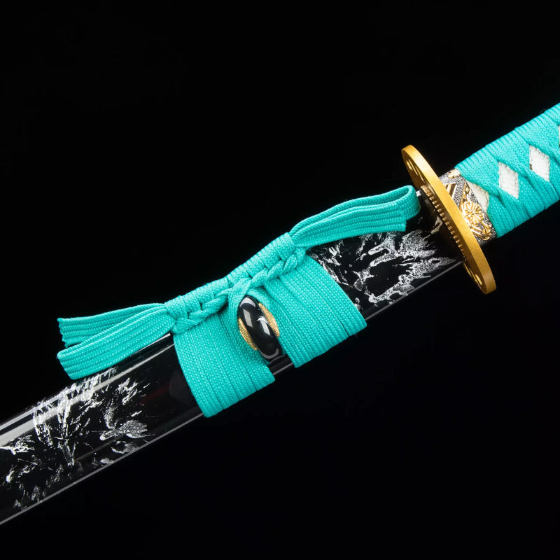 Handmade Japanese Katana Sword 1045 Carbon Steel With Purple Printed Blade