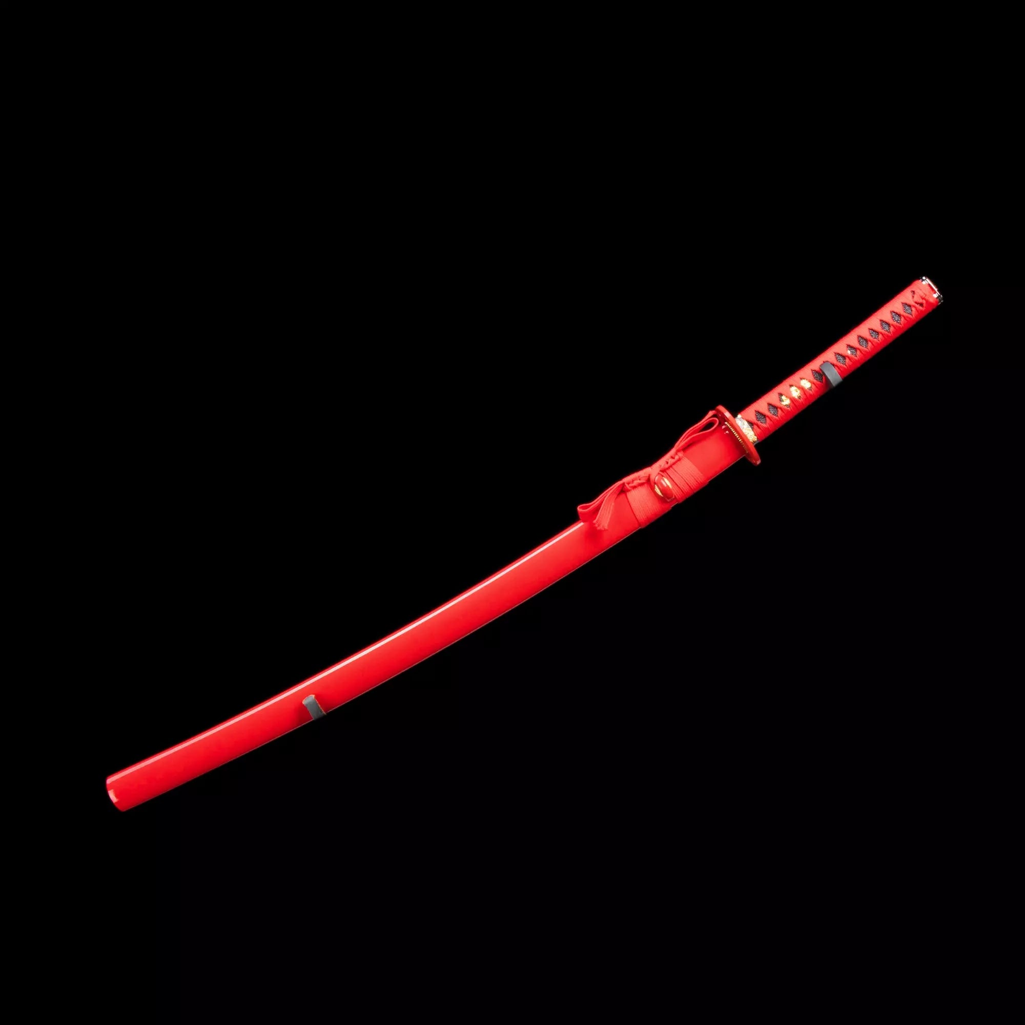 Handmade Japanese Katana Sword With Purple Blade And Red Scabbard