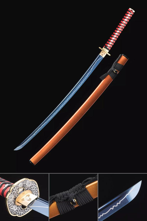 Handmade Japanese Katana Sword High Manganese Steel With Blue Blade
