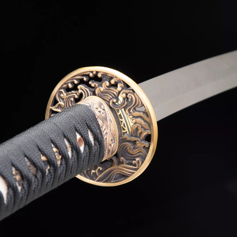 Handmade Real Japanese Katana Sword T10 Carbon Steel With Beige Saya