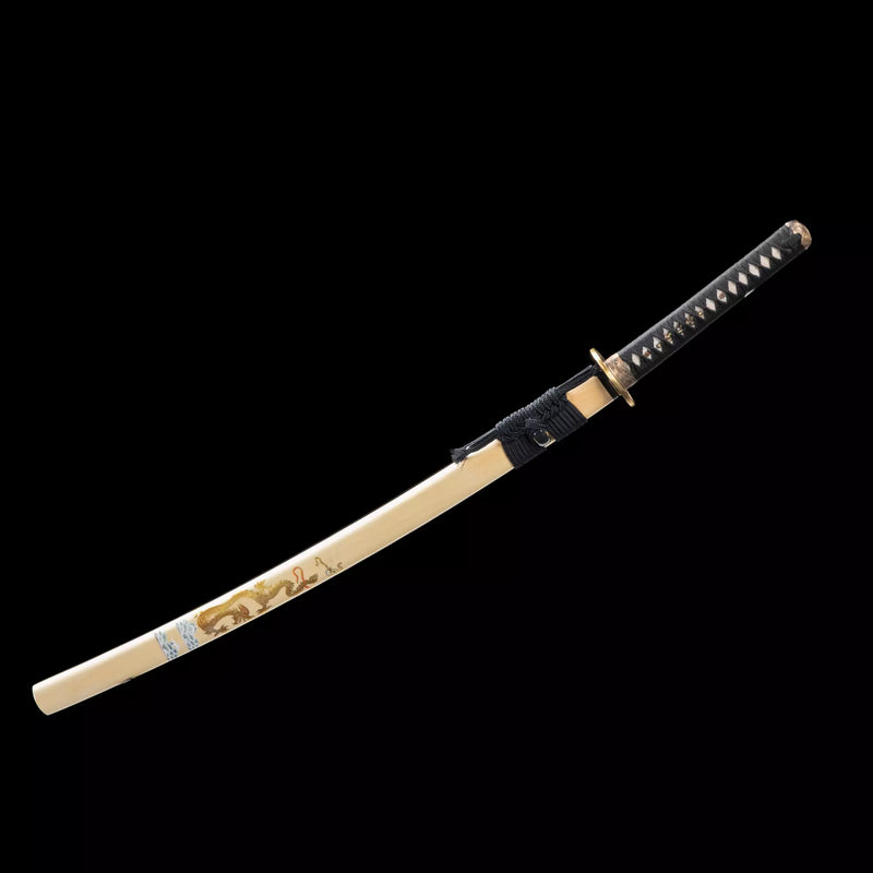 Handmade Real Japanese Katana Sword T10 Carbon Steel With Beige Saya