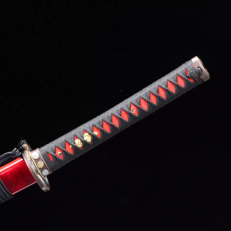 Handmade Real Japanese Samurai Sword Real Hamon With Red Saya