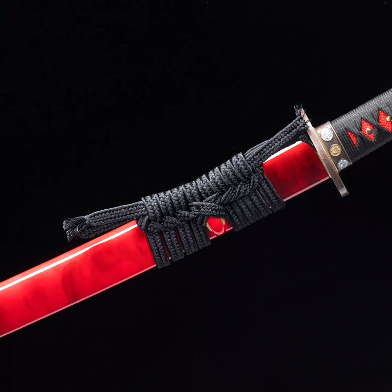 Handmade Real Japanese Samurai Sword Real Hamon With Red Saya