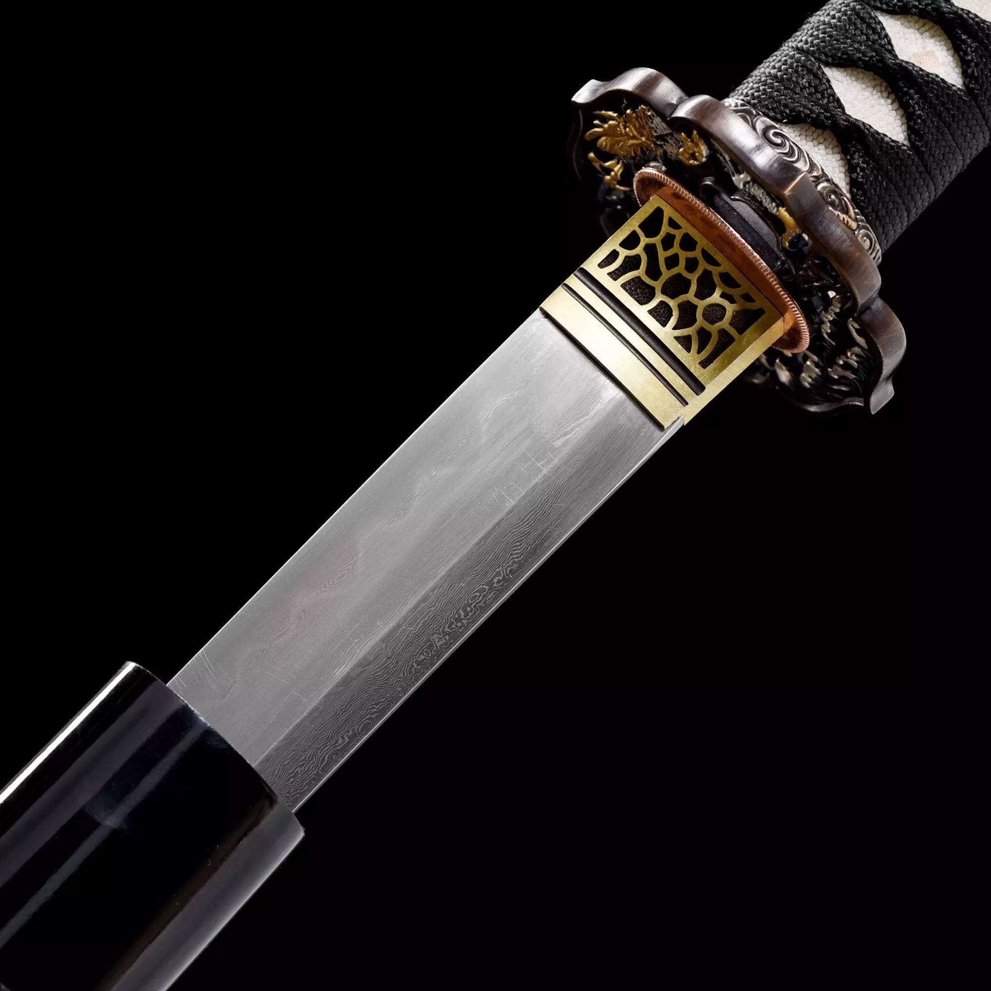 Handmade Japanese Katana Sword Damascus Steel Real Hamon