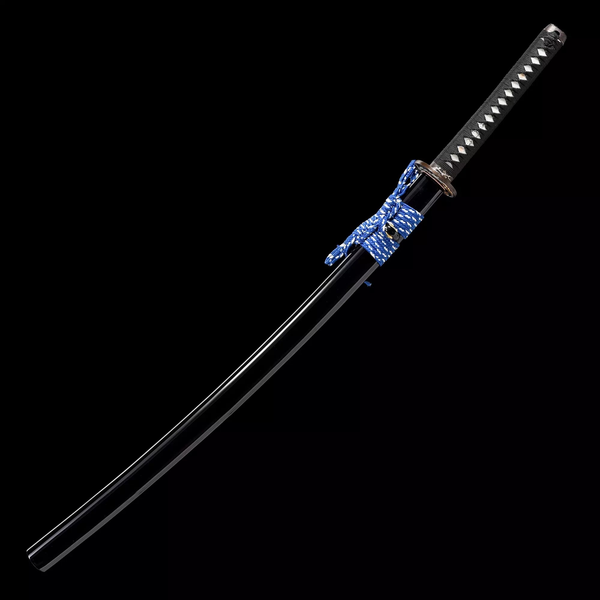 Handmade Japanese Katana Sword Damascus Steel With Flower Tsuba