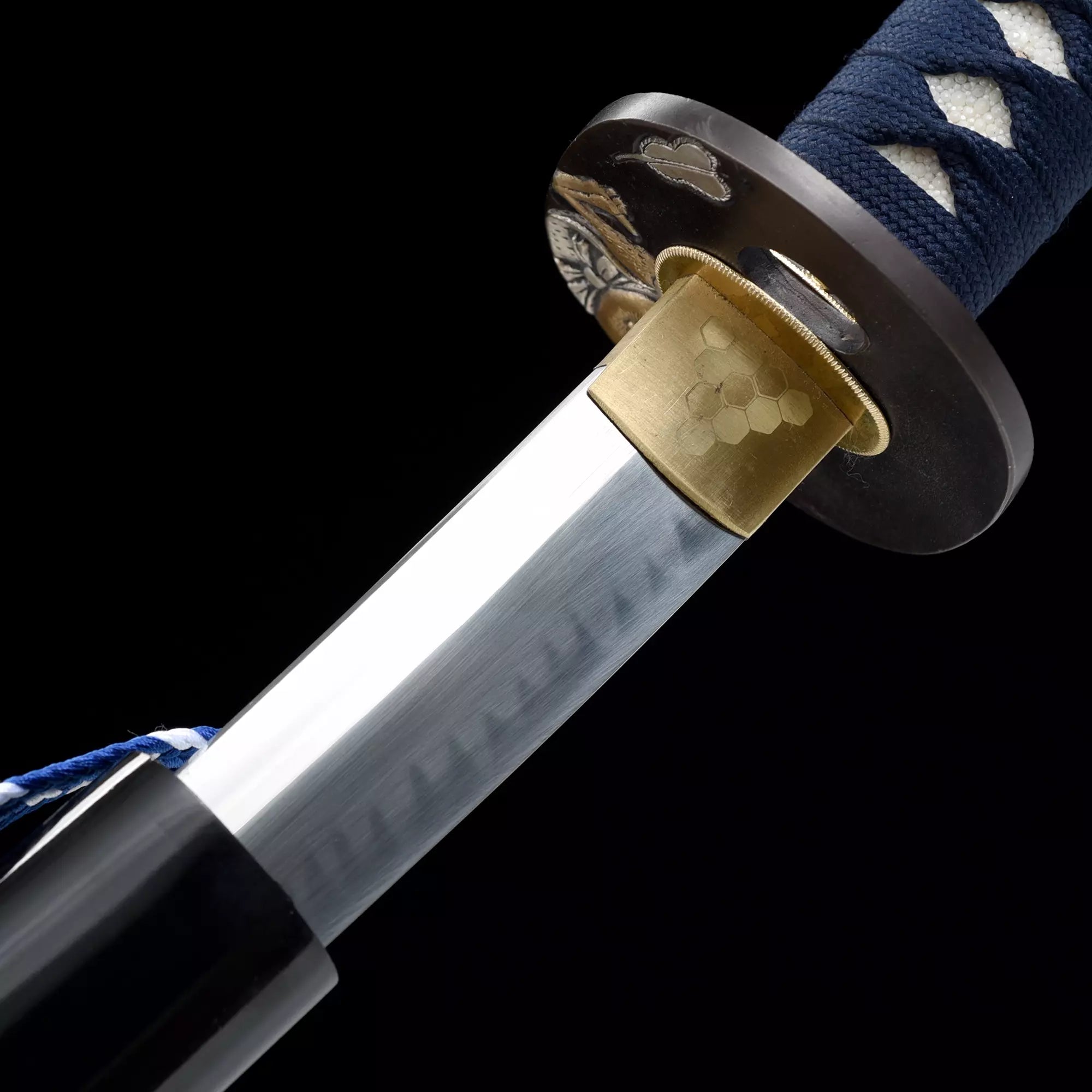 Handmade Japanese Samurai Sword T10 Carbon Steel With Black Scabbard