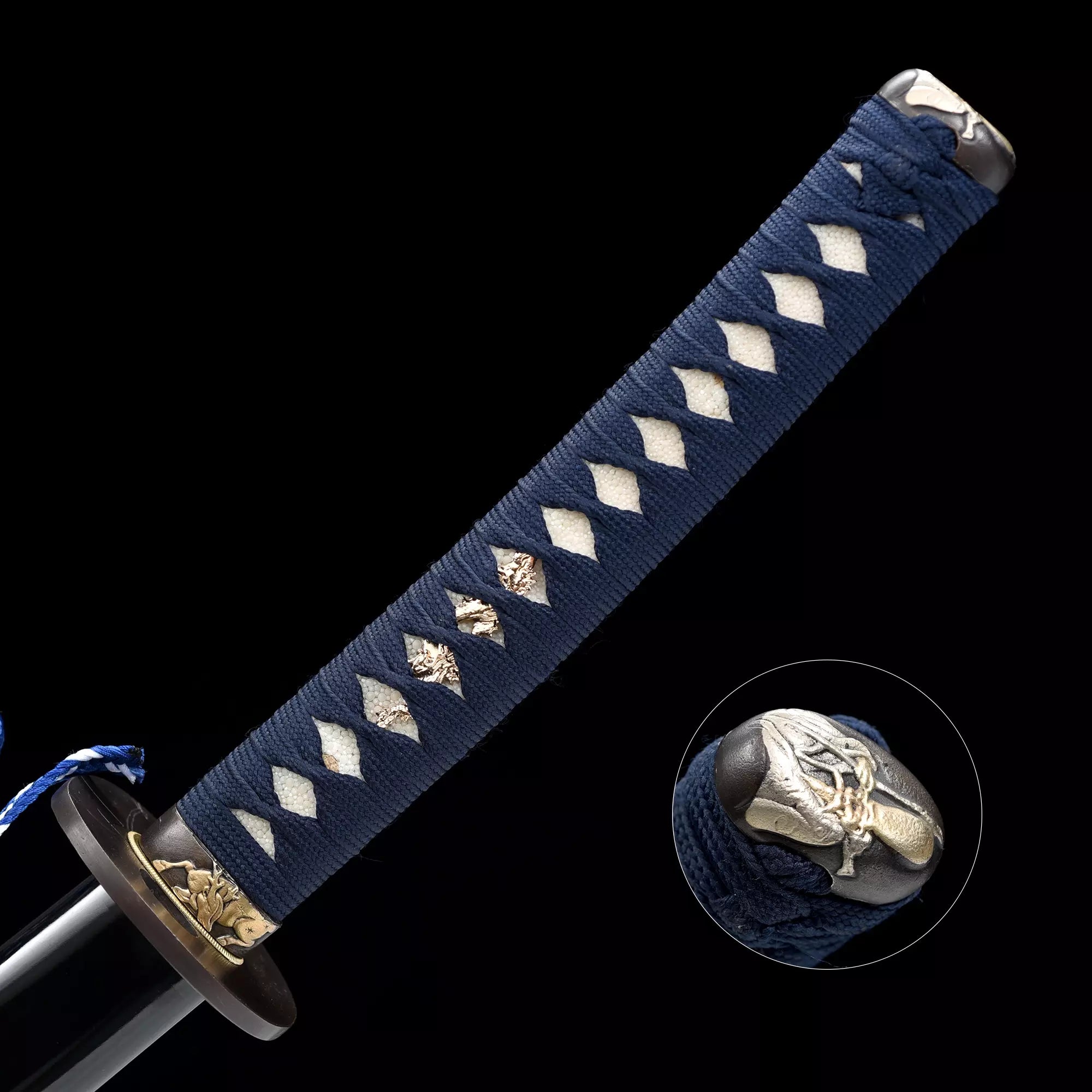 Handmade Japanese Samurai Sword T10 Carbon Steel With Black Scabbard