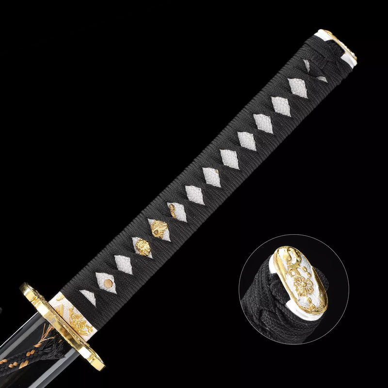 Handmade Japanese Katana Sword With Dragon Tsuba And Saya