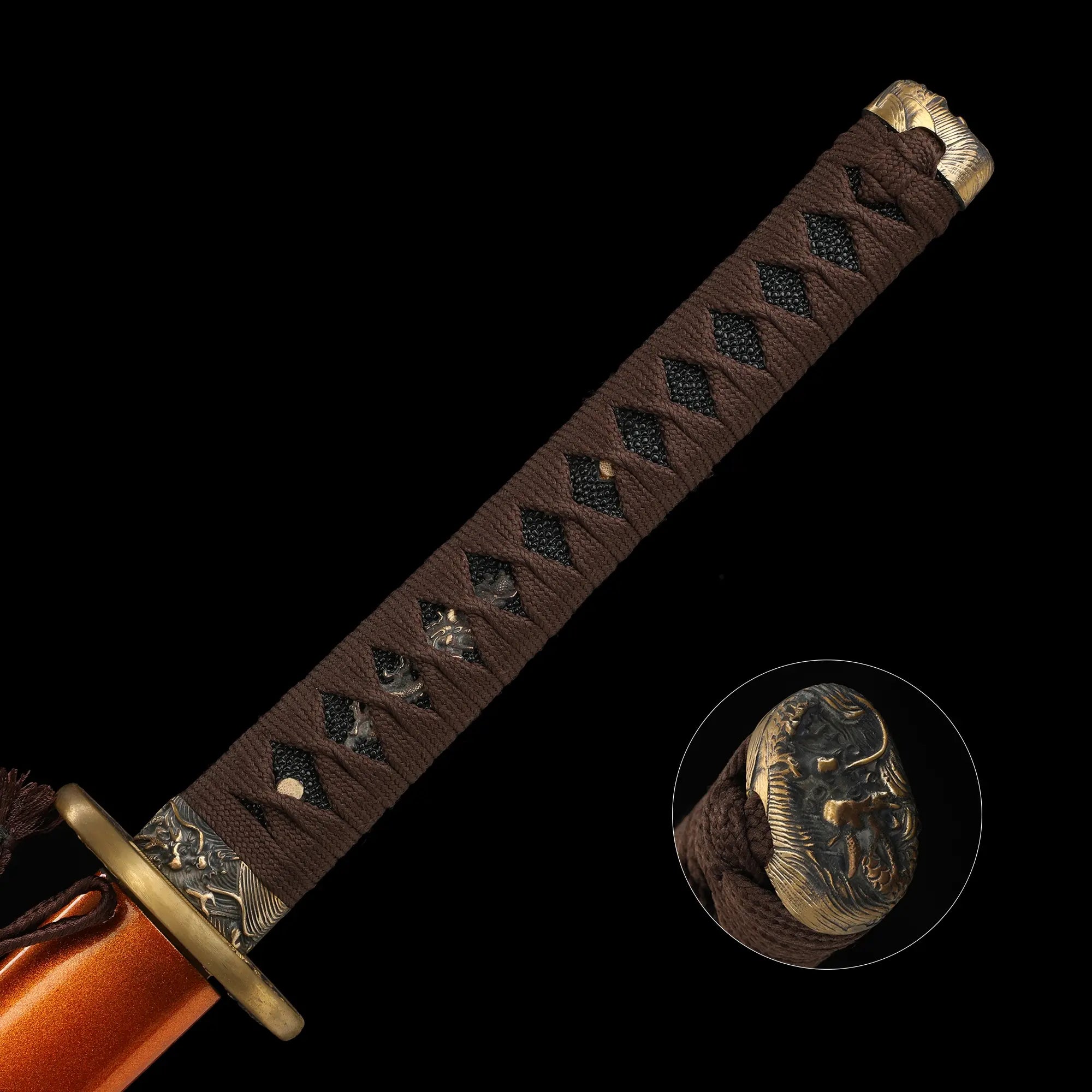 Handmade Japanese Samurai Sword With Damascus Steel Blade And Dragon Tsuba