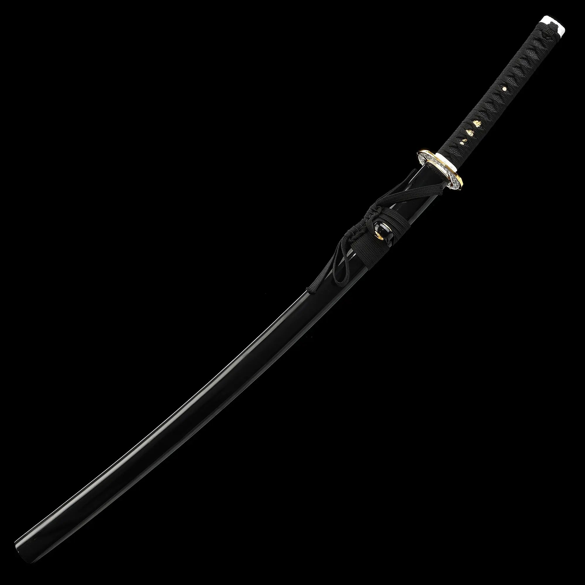 Handmade Full Tang Japanese Katana Sword 1060 Carbon Steel With Black Scabbard