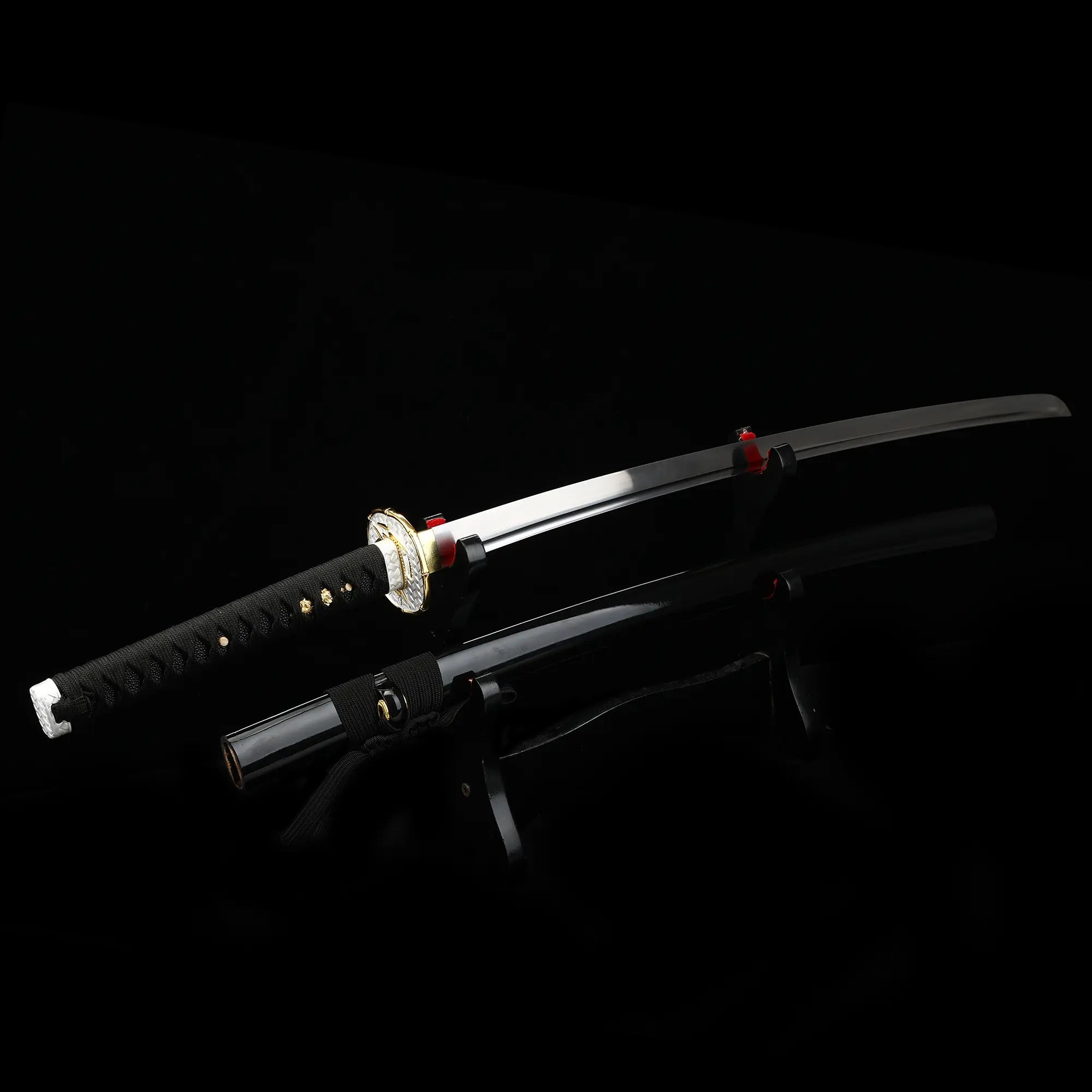Handmade Full Tang Japanese Katana Sword 1060 Carbon Steel With Black Scabbard