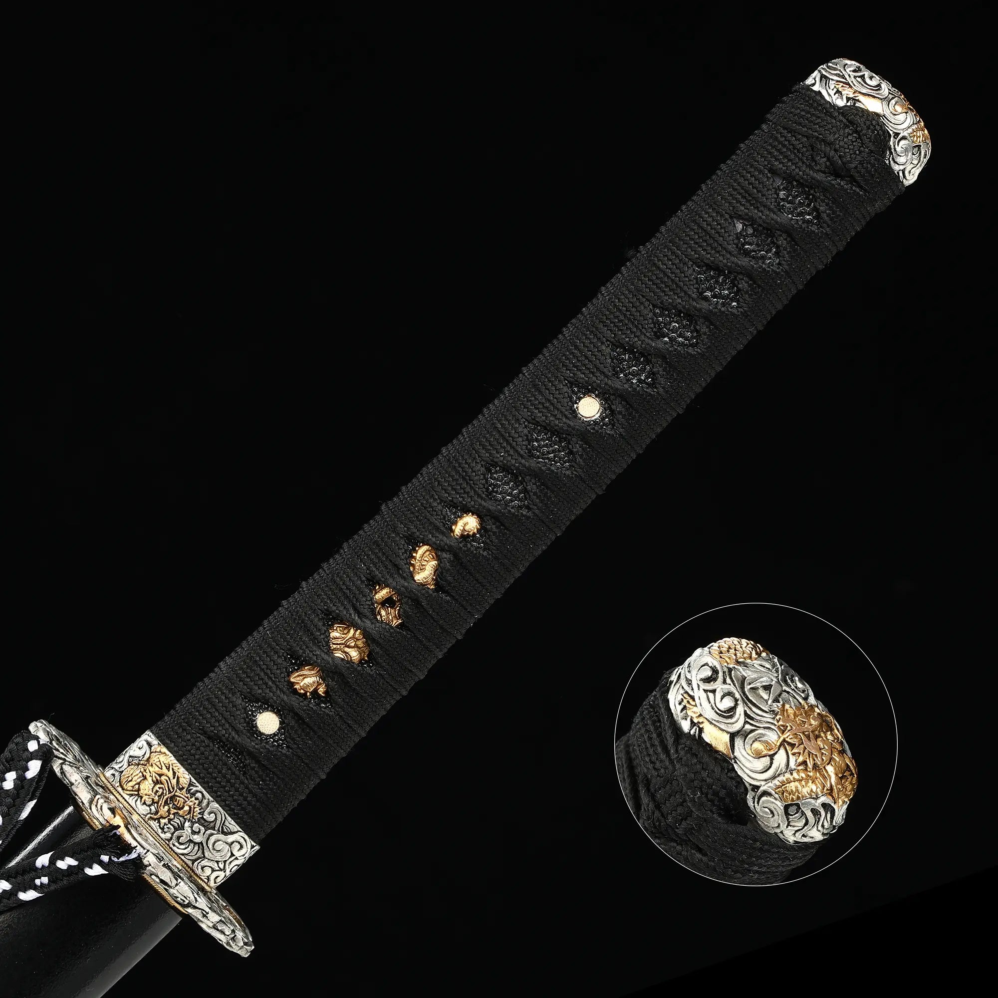 Handcrafted Japanese Samurai Sword 1095 Carbon Steel With Dragon Theme Scabbard