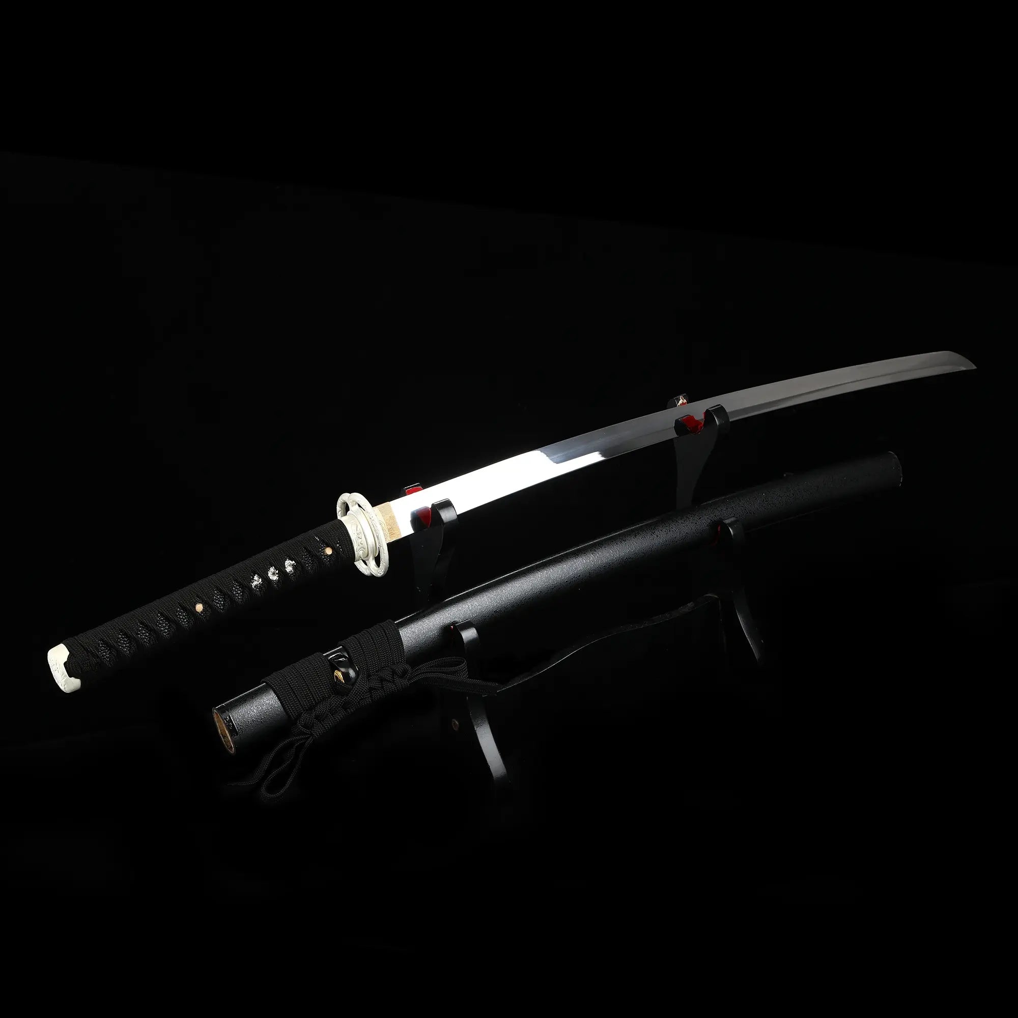 Handmade Full Tang Japanese Katana Sword 1095 Carbon Steel With Black Scabbard