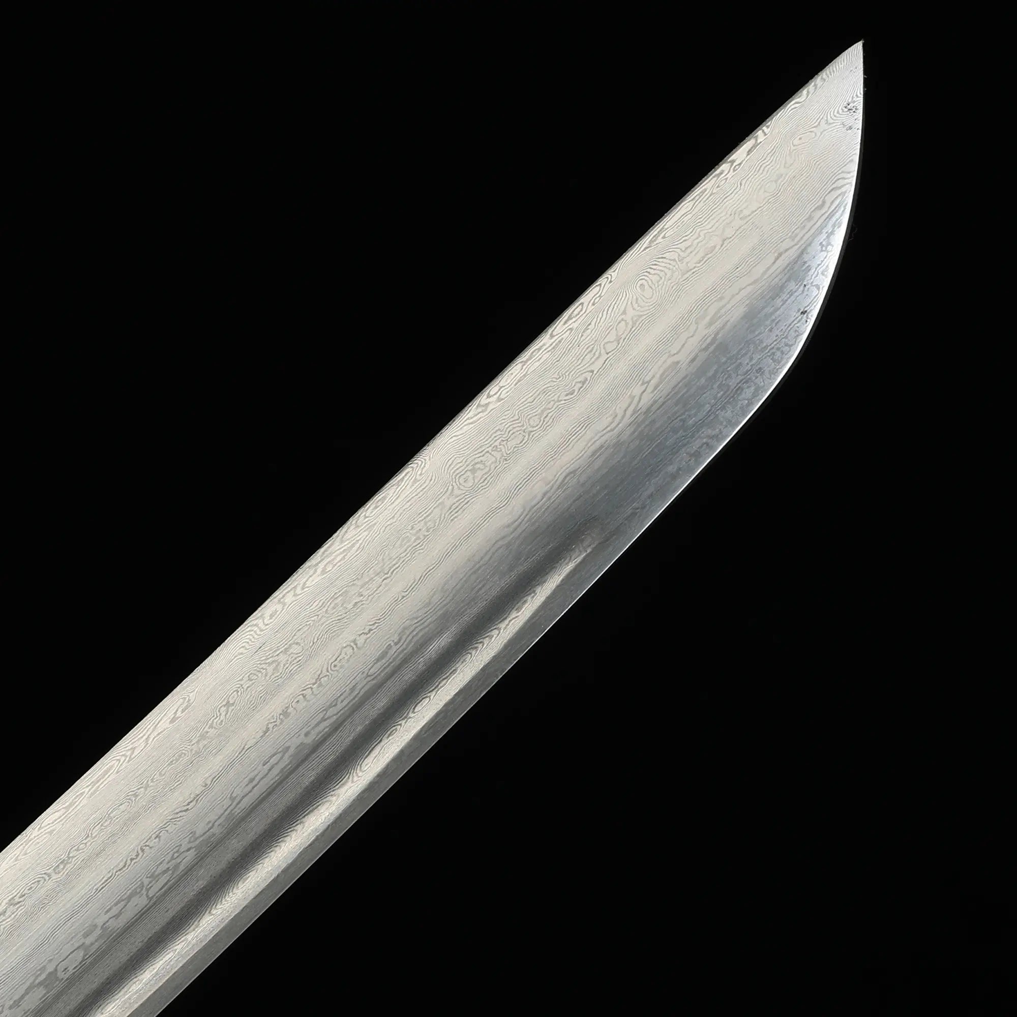 Handmade Full Tang Japanese Samurai Sword Damascus Steel With Black Scabbard