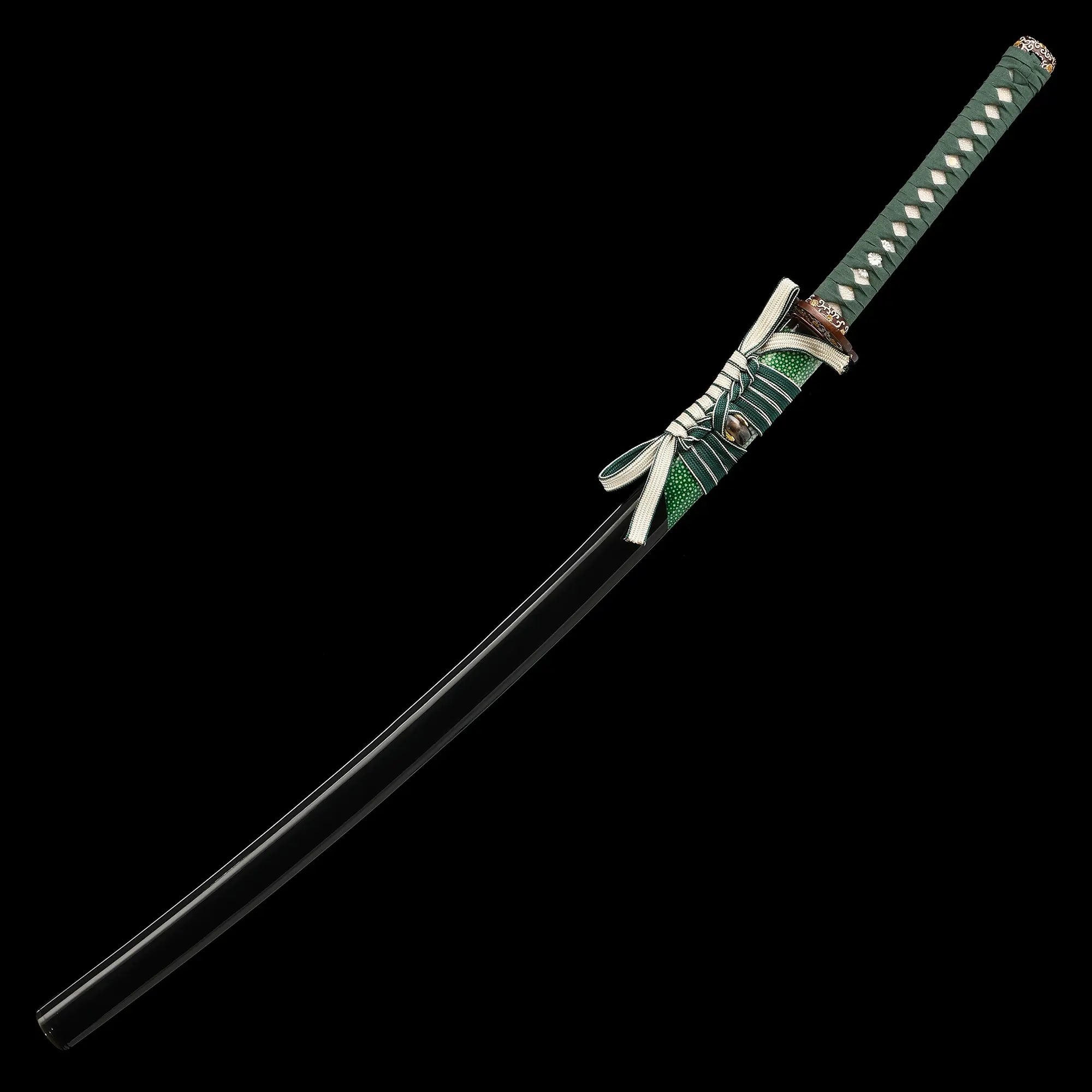 Handcrafted Full Tang Japanese Samurai Sword 1095 Carbon Steel With Flowers Theme Tsuba