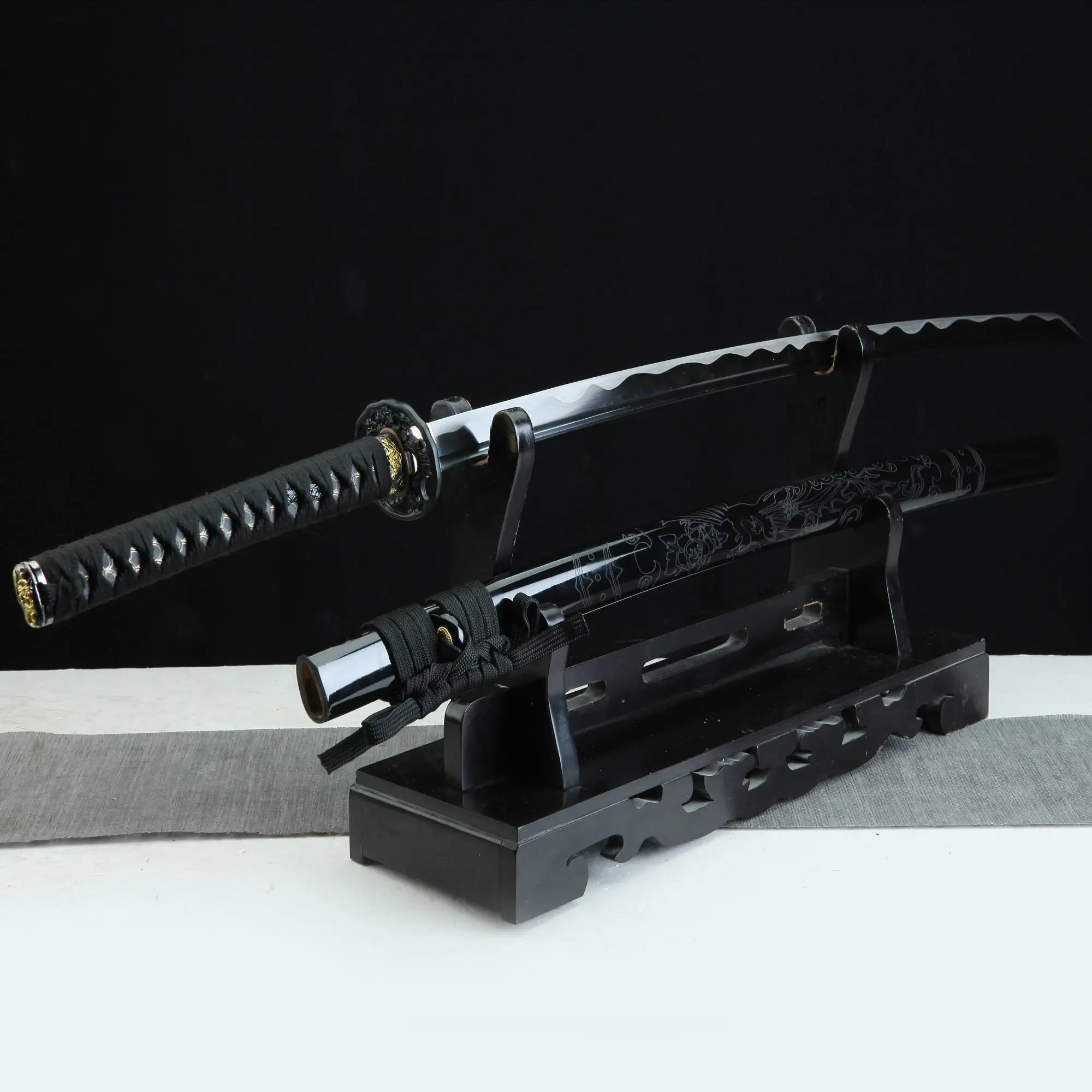 Handmade Full Tang Katana Sword 1045 Carbon Steel With Black Blade