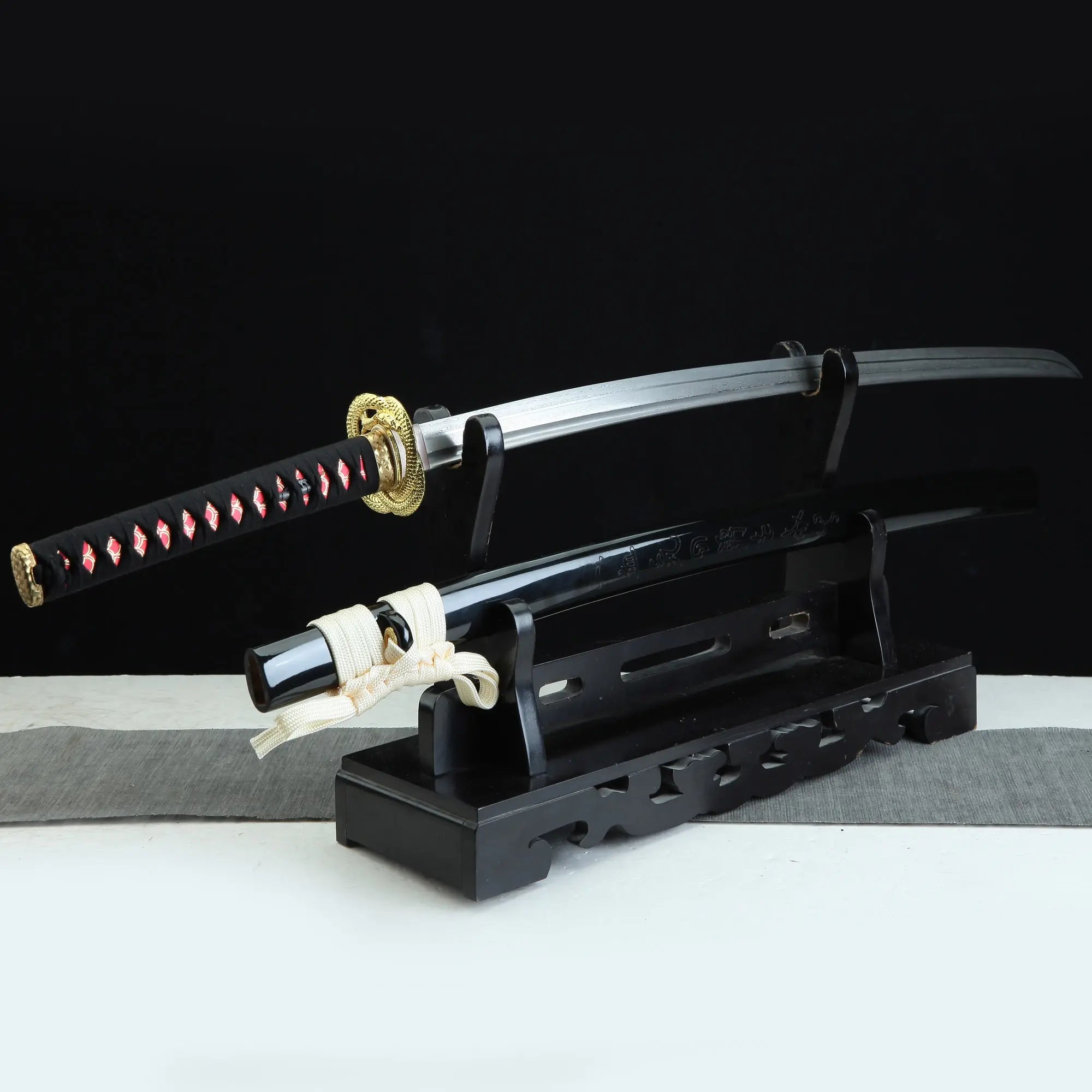 Handcrafted Full Tang Katana Sword Damascus Steel With Black Scabbard