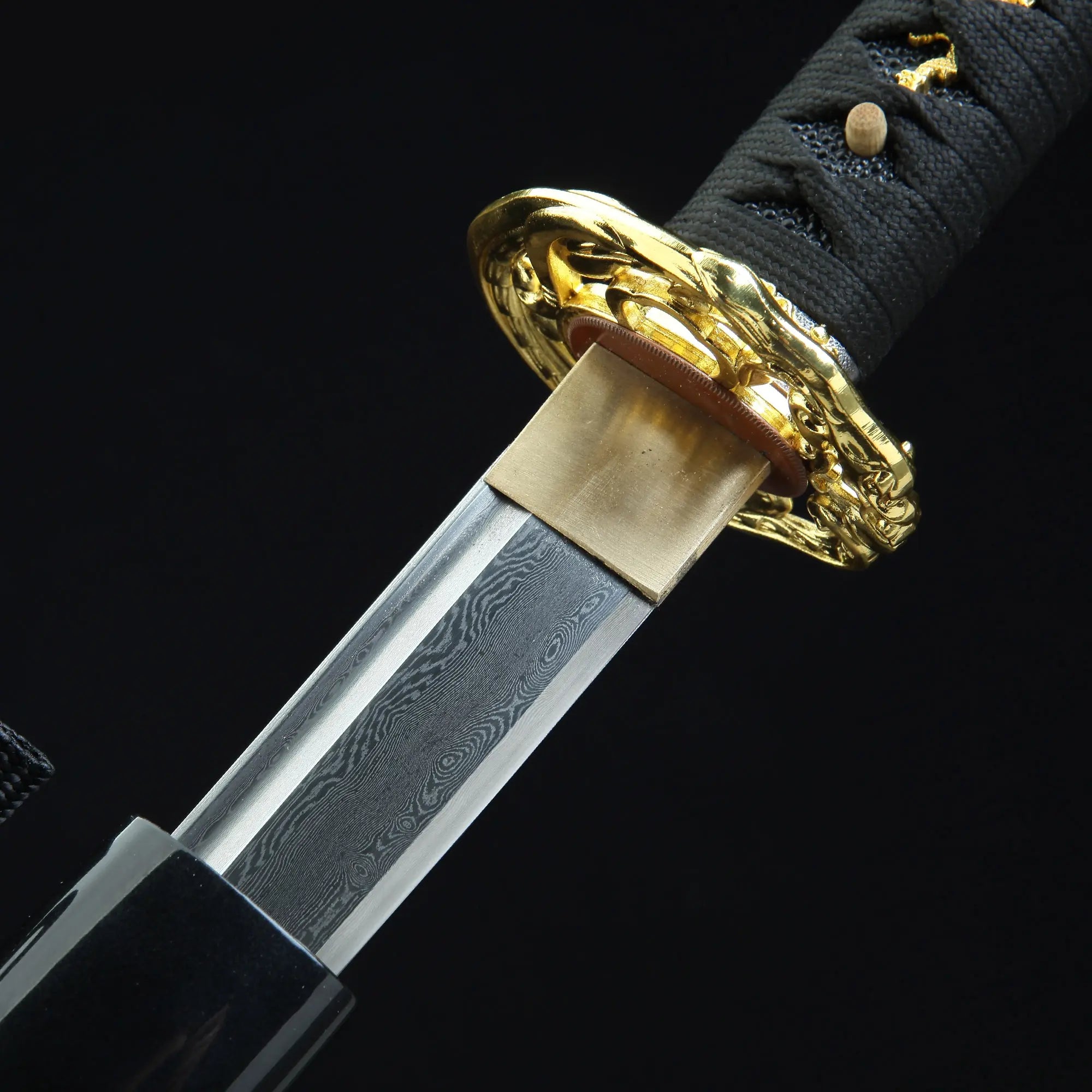 Handmade Japanese Samurai Sword With White Damascus Steel Blade