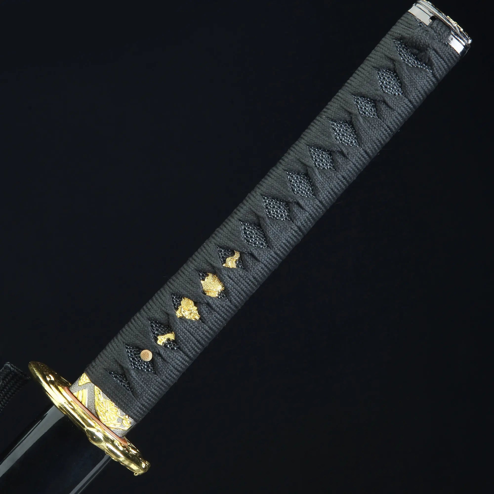 Handmade Japanese Samurai Sword With White Damascus Steel Blade
