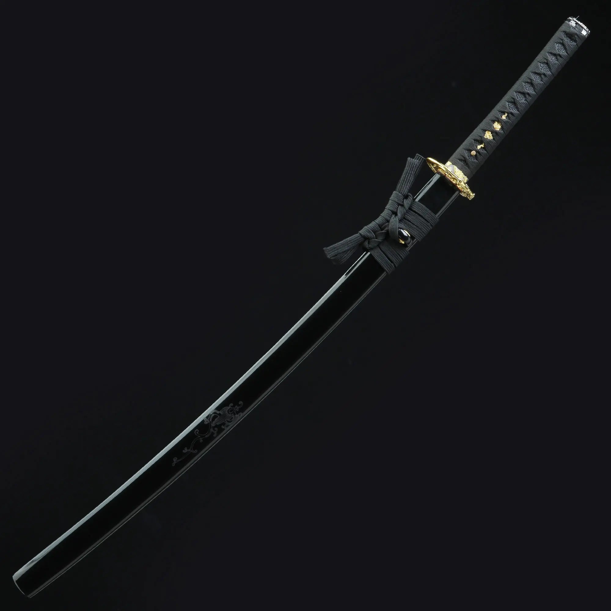 Handmade Japanese Samurai Sword With White Damascus Steel Blade