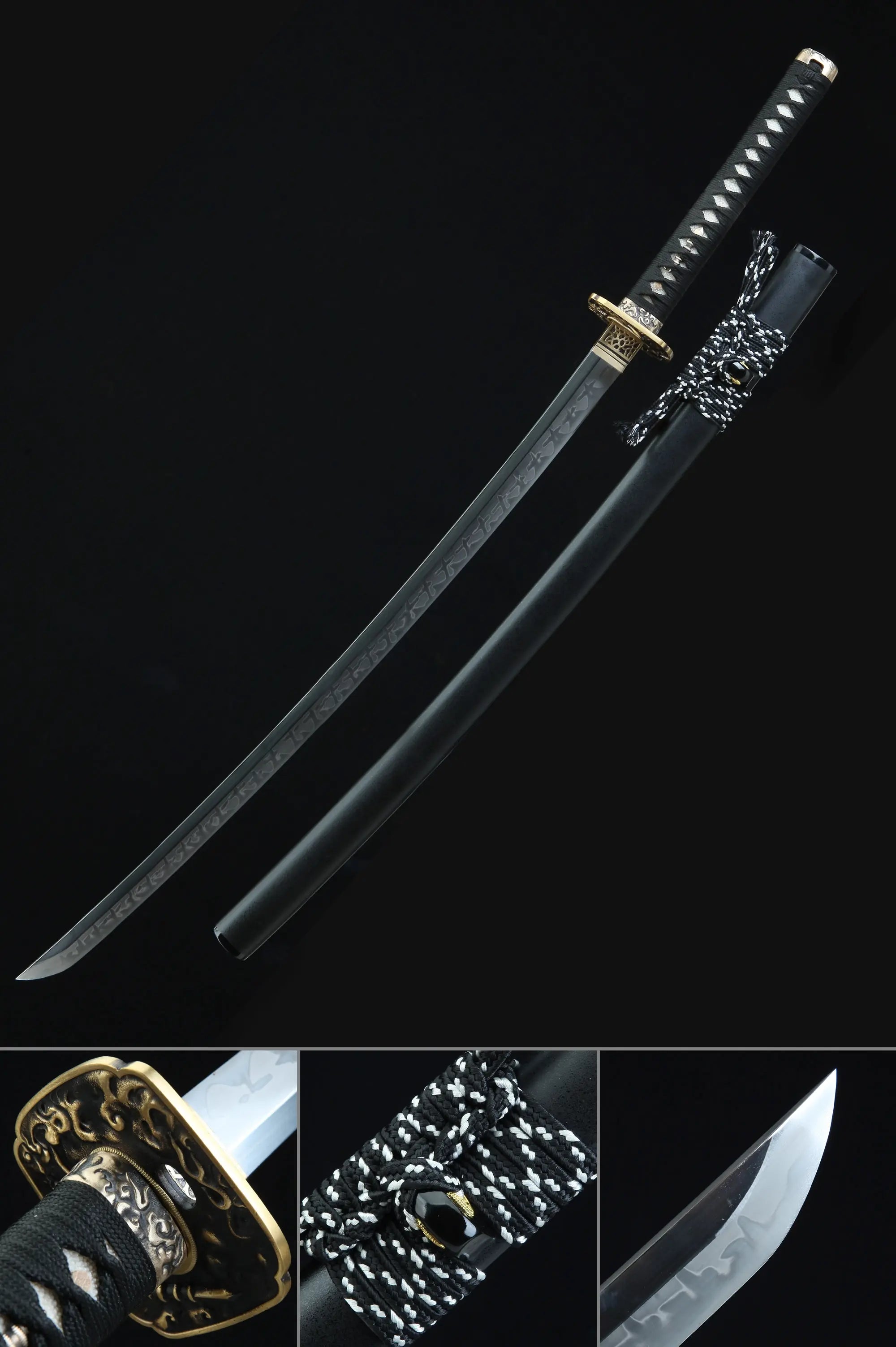Handcrafted Japanese Samurai Sword T10 Carbon Steel With Clay Tempered Blade