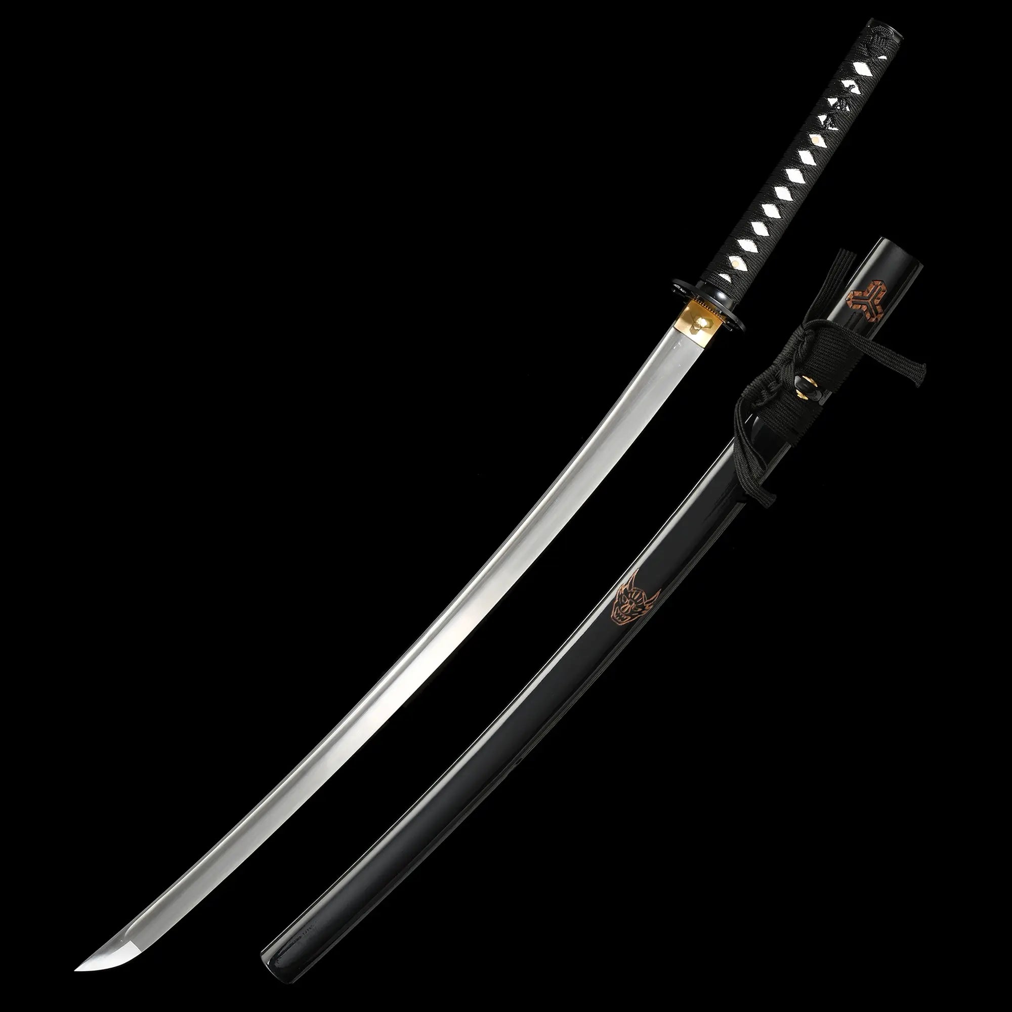 Handcrafted 1065 Carbon Steel Japanese Samurai Sword With Black Saya