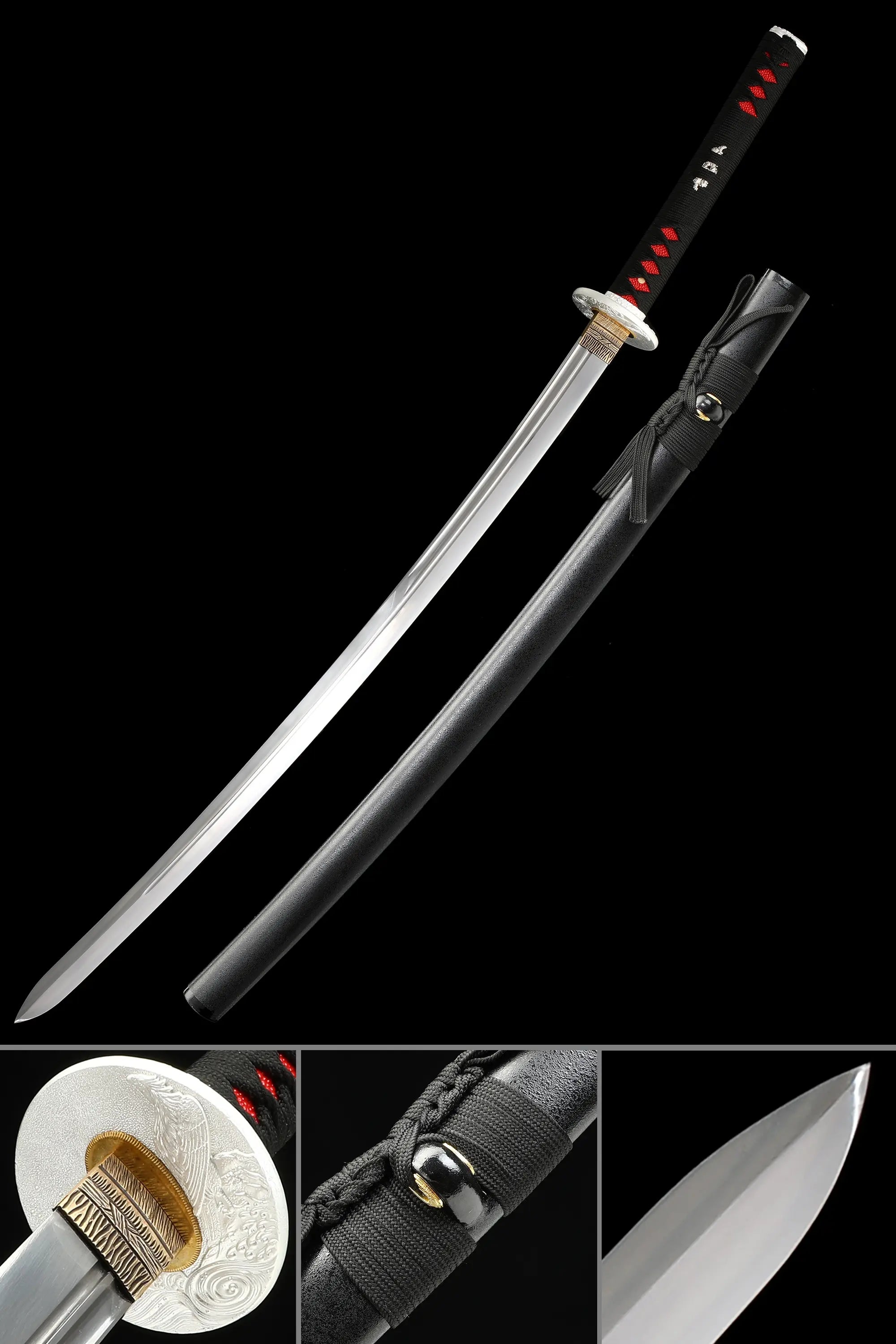 Handmade Full Tang Japanese Katana Sword T10 Carbon Steel With Real Hamon Blade