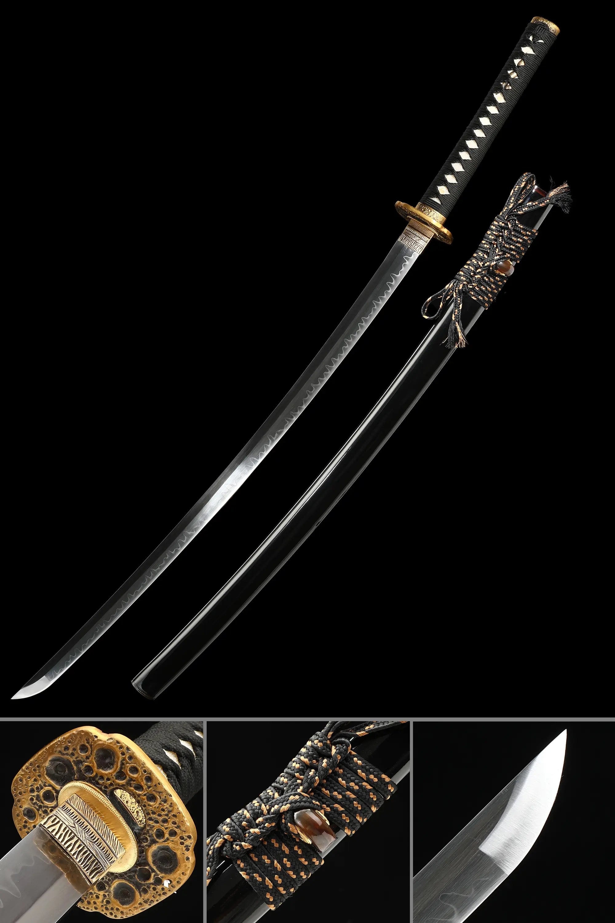 Handcrafted Full Tang Katana Sword T10 Carbon Steel With Real Hamon Blade