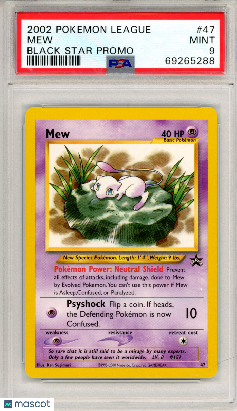 2002 Pokemon League Promo Black Star Mew #47 Black Star Promo PSA 9 MINT
