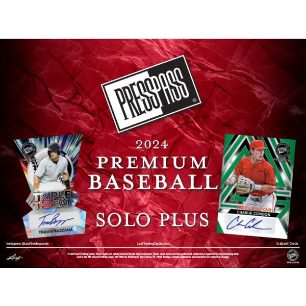 2024 Leaf Press Pass Premium Baseball Solo Plus (1 Auto / Pack) ELy, Ichiro, Pujols, Skenes, More!