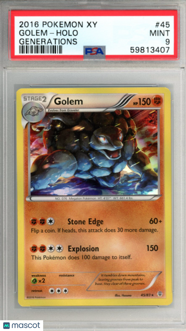 Pokémon 2016 Pokemon XY Generations Golem HOLO #45 PSA 9 MINT