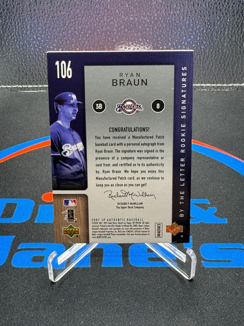 2007 SP Authentic Ryan Braun By The Letter Rookie Signatures E 2/50