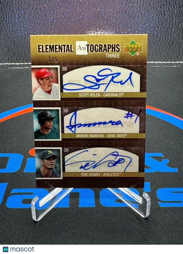 2007 UD Elements Autographs Scott Rolen Akinori Eric Chavez Triple Auto /5