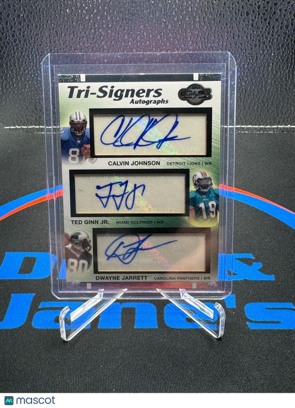 2007 Topps Tri-Signers Autograph Calvin Johnson Ted Ginn Jr. Dwayne Jarrett 3/15