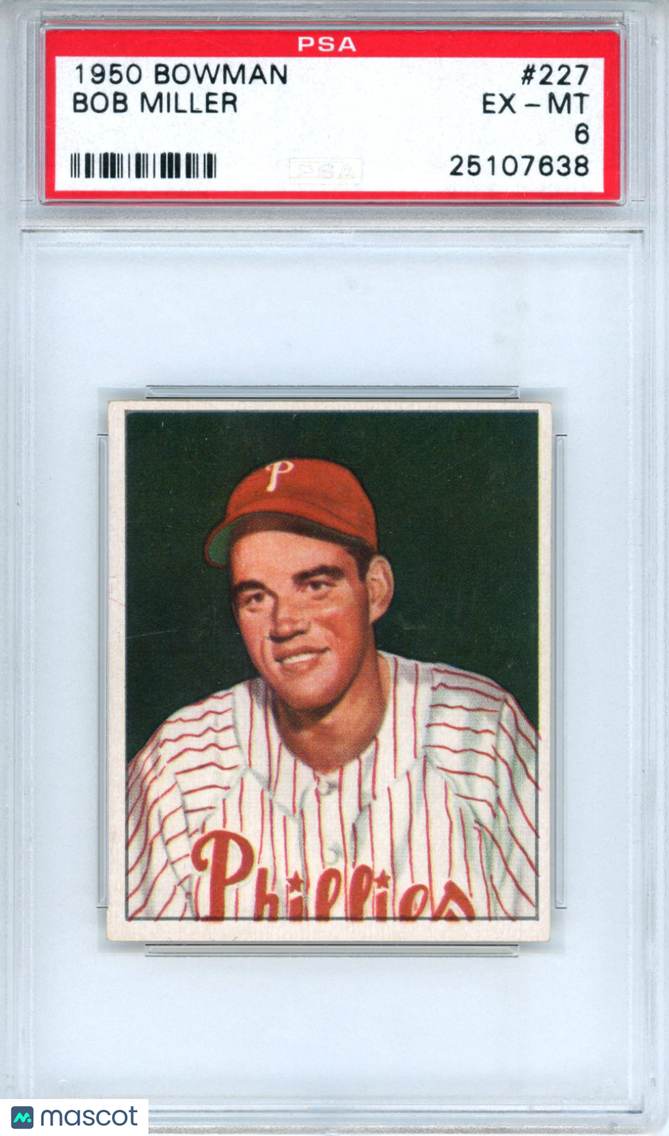 1950 Bowman Bob Miller #227 PSA 6 Philadelphia Phillies - Graded Sports Cards