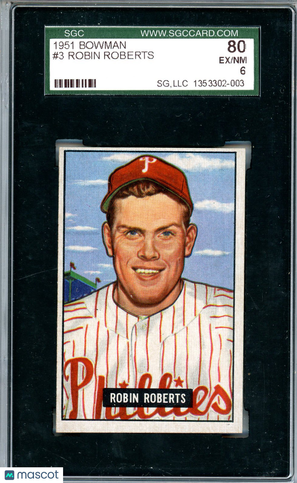 1951 Bowman Robin Roberts #3 SGC 6 Philadelphia Phillies - Graded Sports Cards