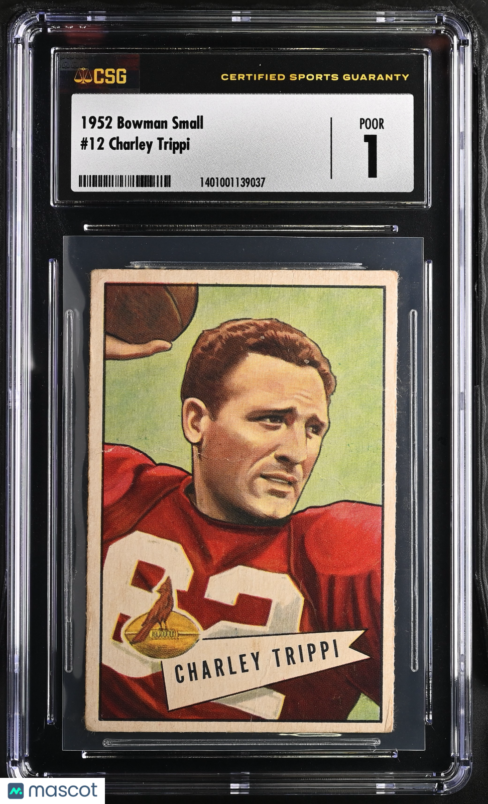 1952 Bowman Small Charley Trippi #12 CGC 1 Chicago Cardinals - Graded Sports Cards