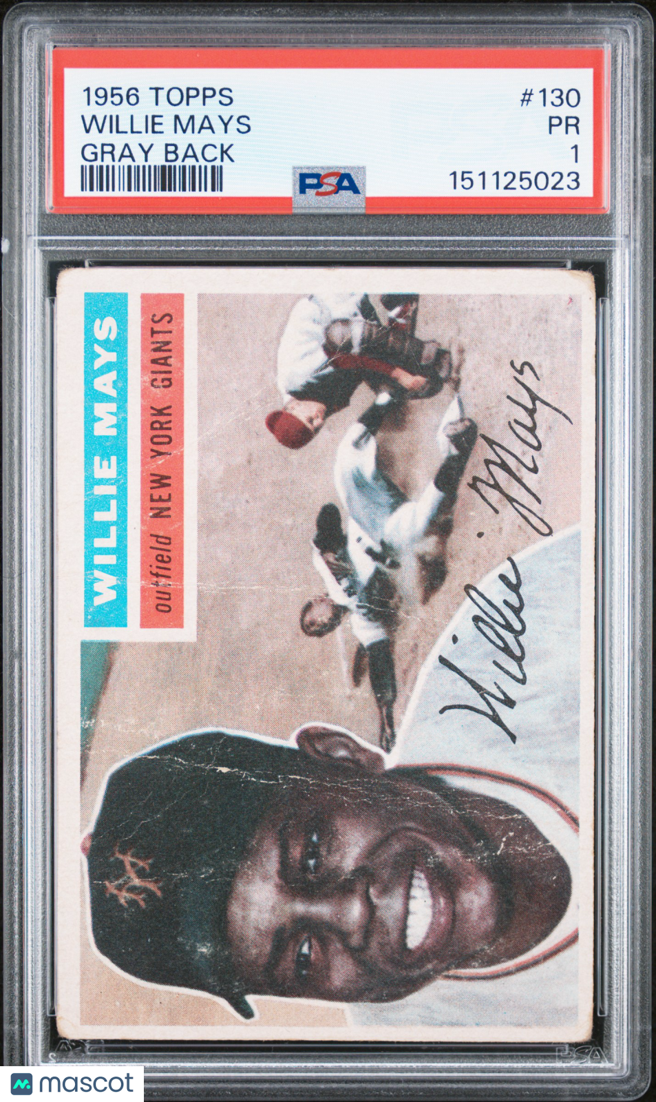 1956 Topps Willie Mays Gray Back HOF #130 PSA 1 New York Giants - Graded Sports Cards