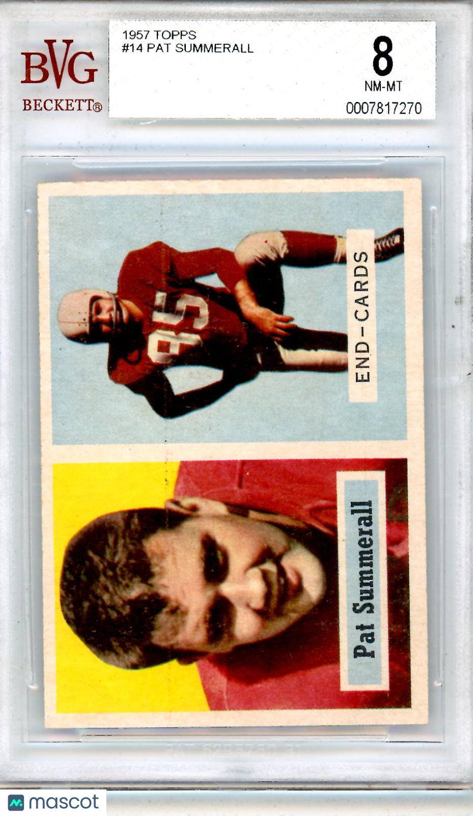 1957 Topps Pat Summerall #14 BVG 8 Chicago Cardinals - Graded Sports Cards