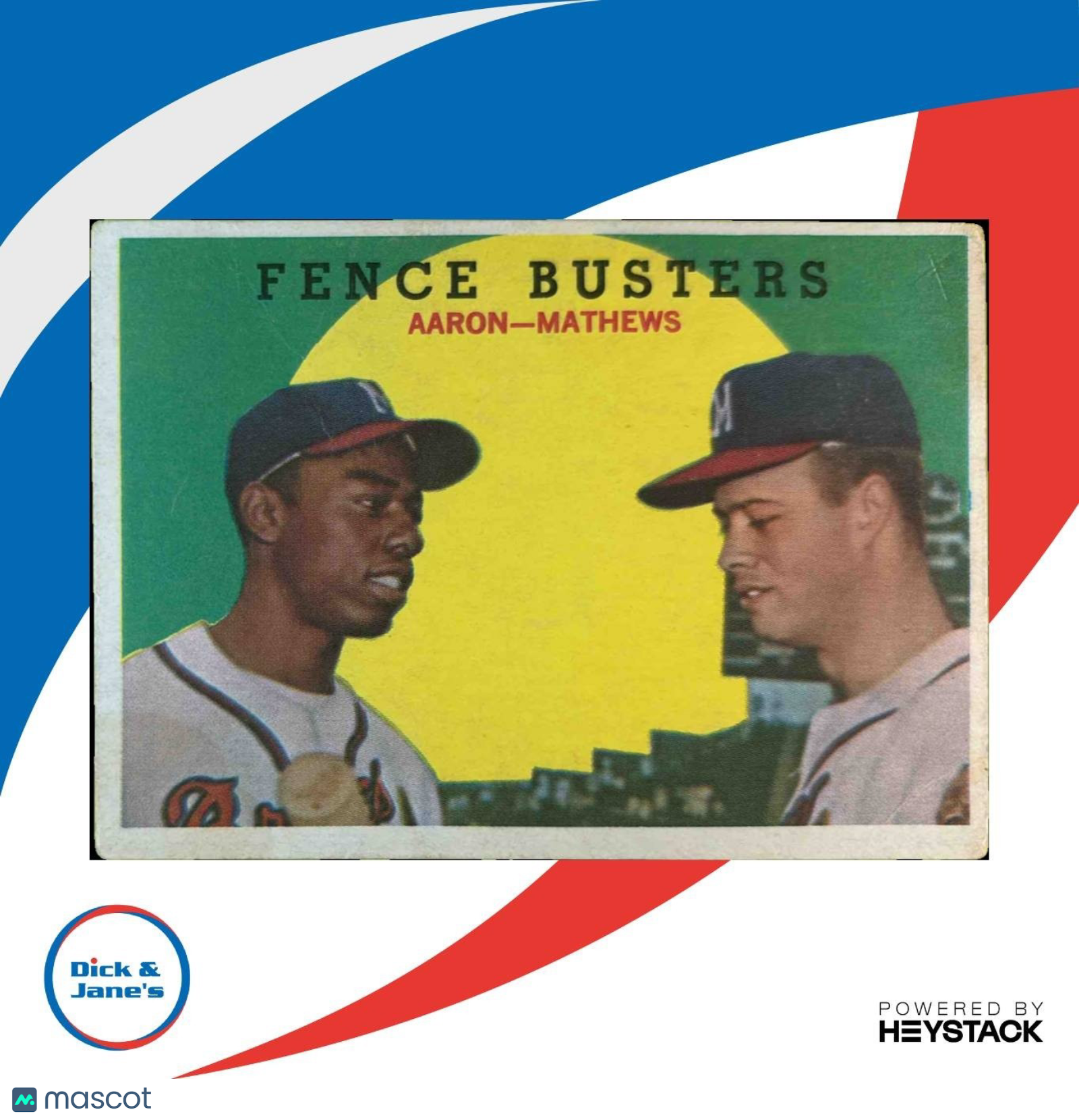 1959 Topps Fence Busters Hank Aaron Eddie Mathews CPC #212a VAR - Sports Cards