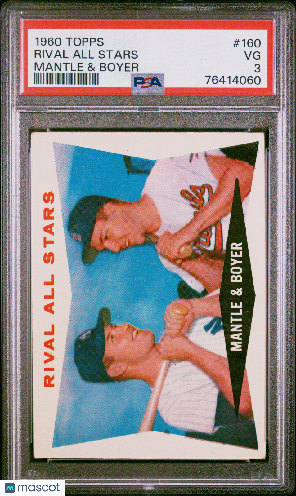 1960 Topps Rival All Stars Mickey Mantle & Boyer #160 PSA 3 Yankees - Graded Sports Cards