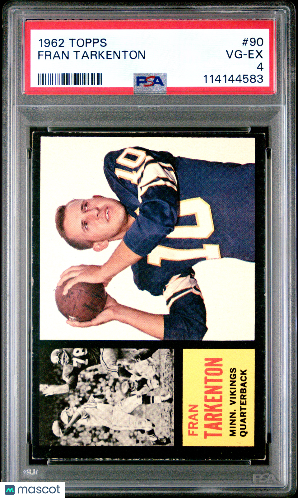 1962 Topps Fran Tarkenton Rookie #90 PSA 4 Minnesota Vikings HOF - Graded Sports Cards