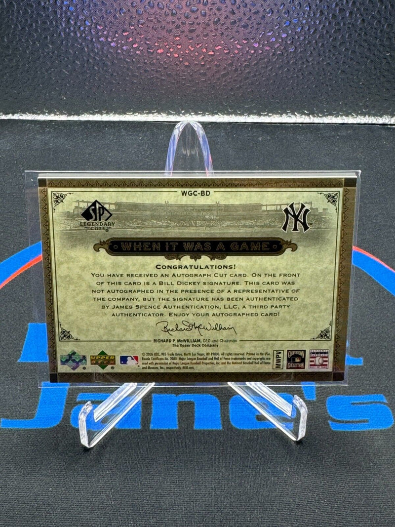 2006 SP Legendary Cuts When it Was A Game Bill Dickey Auto 1/24