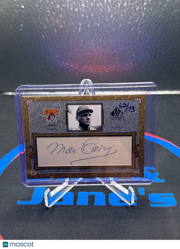 2001 SP Legendary Cuts Auto 62/73 Max Carey #C-MC HOF