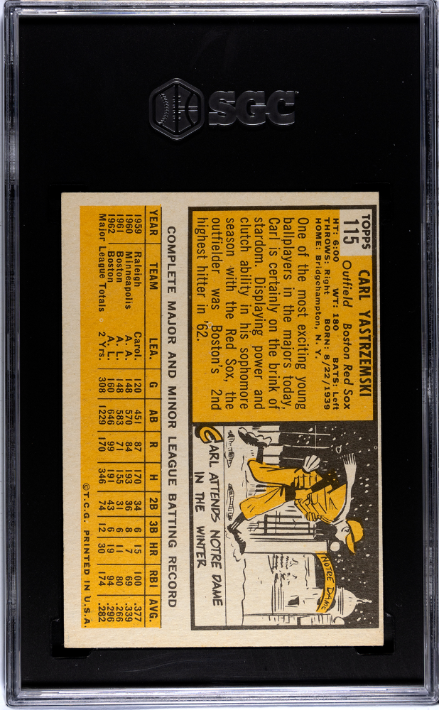1963 Topps Carl Yastrzemski #115 SGC 6.5 - Graded Sports Cards