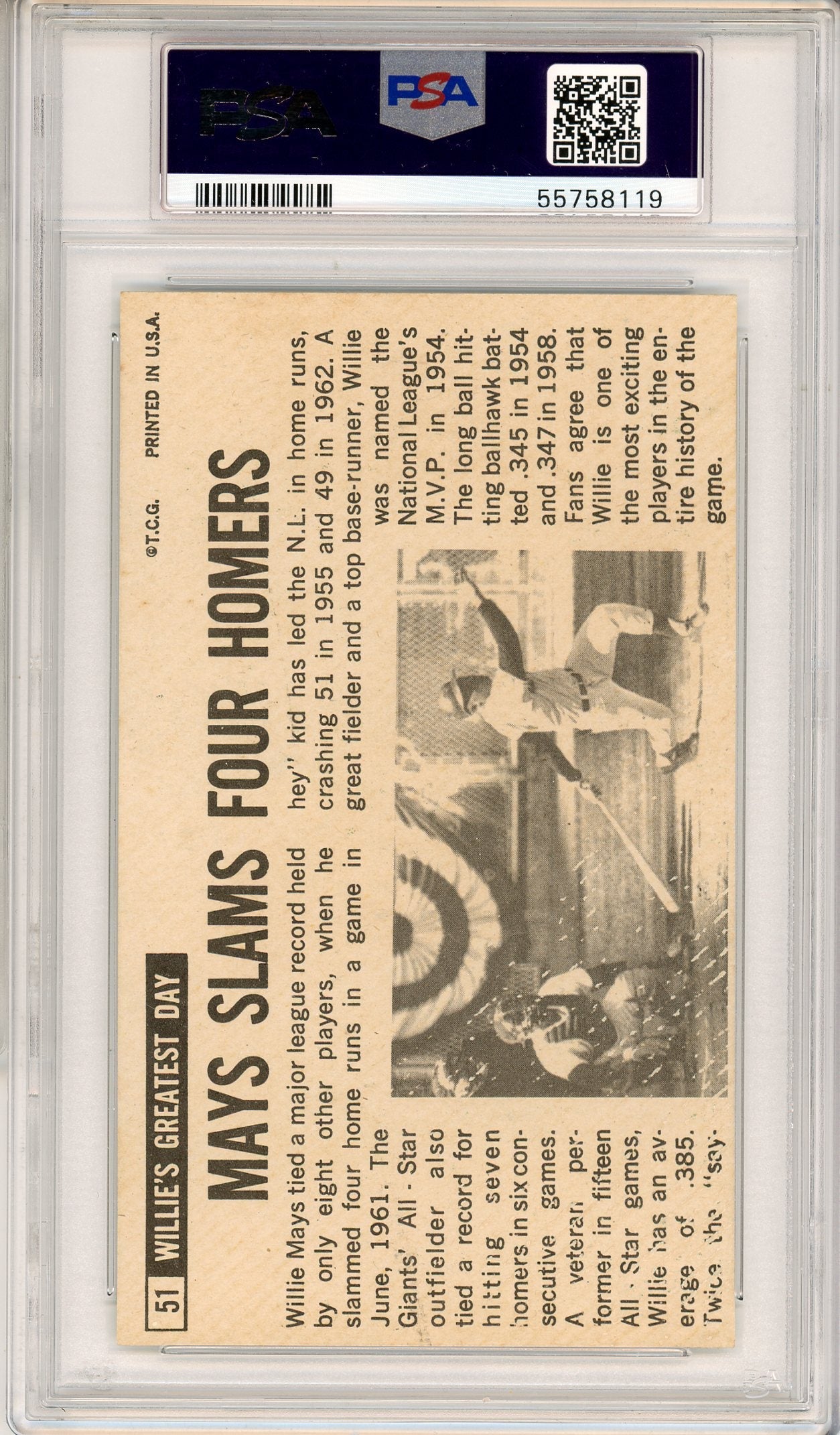 1964 Topps Giants Willie Mays #51 PSA 2.5 San Francisco Giants - Graded Sports Cards