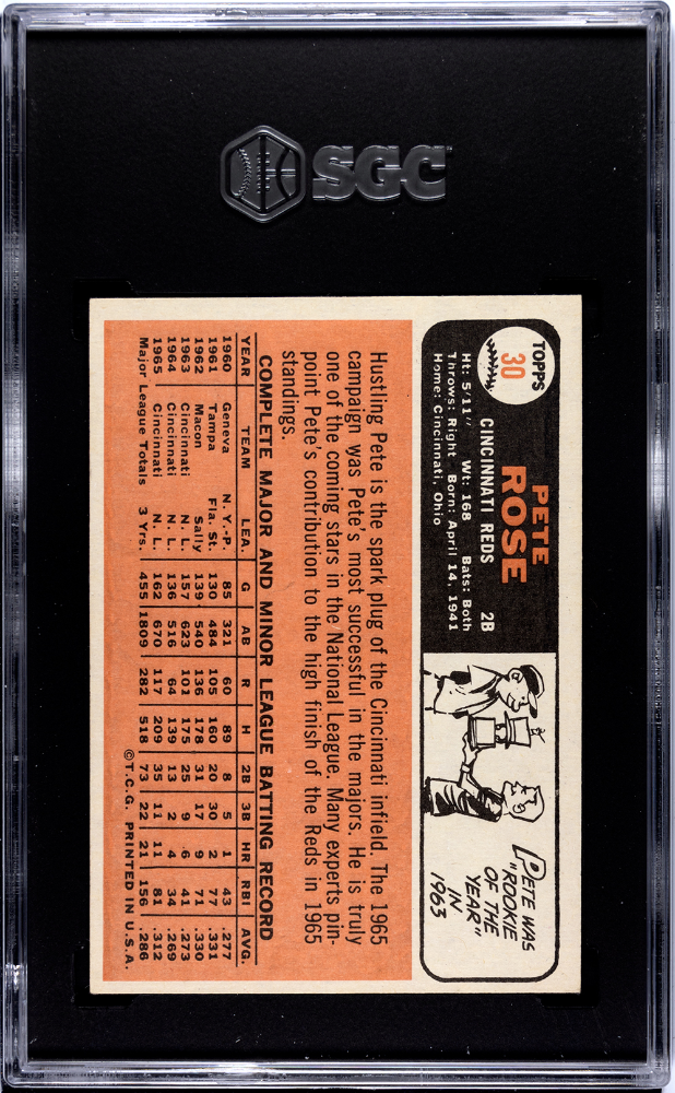 1966 Topps Pete Rose #30 SGC 5 Cincinnati Reds - Graded Sports Cards