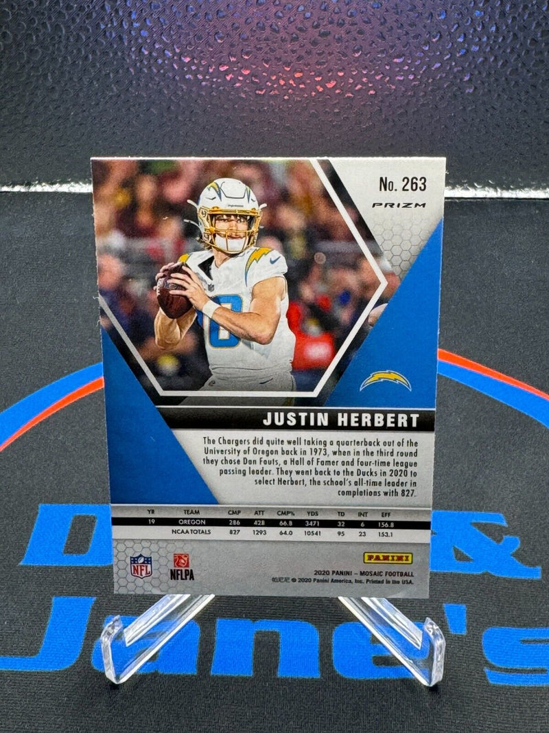 2020 Mosaic Justin Herbert Reactive Blue Prizm NFL Debut Rookie Card RC
