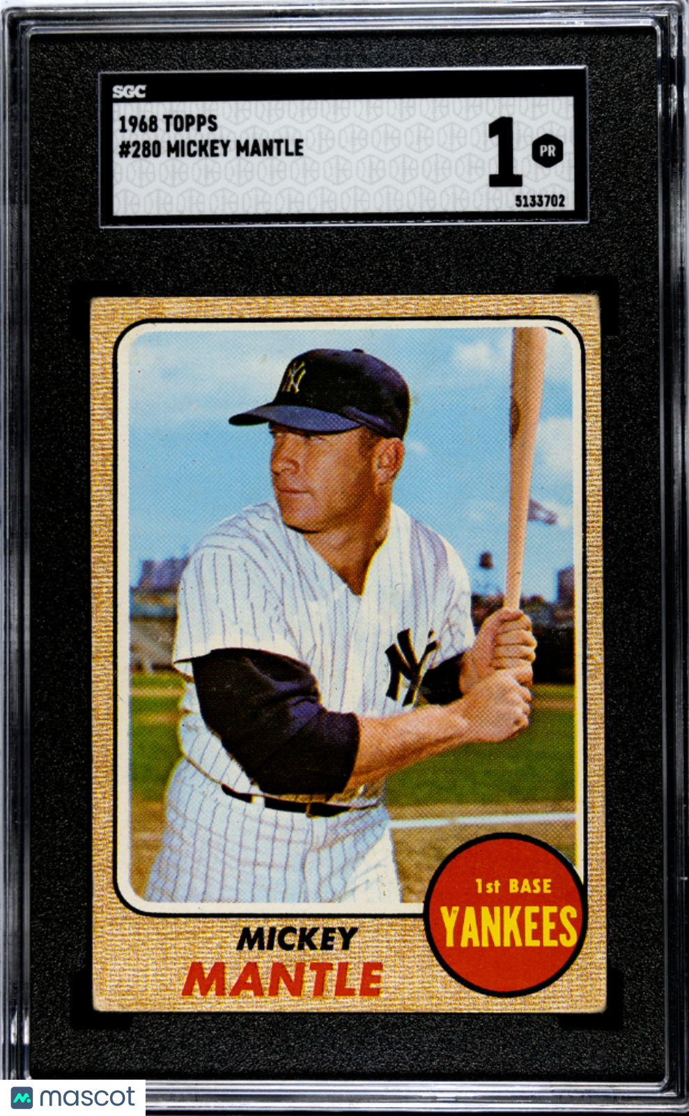 1968 Topps Mickey Mantle #280 SGC 1 New York Yankees - Graded Sports Cards