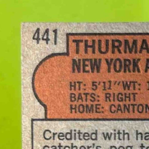 1972 Topps Thurman Munson Check Condition Corner #441 New York Yankees - Sports Cards